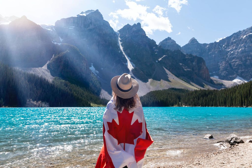 Girl looking at hills in Canada